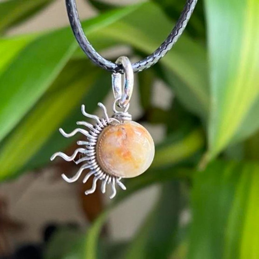 Dinosaur Poop Fossil (Coprolite) in Stainless Steel wire 1/2 sun Pendant - Picture 4 of 4